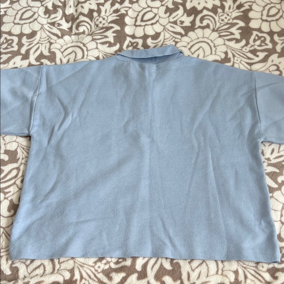 Maeve Sky Blue Polo with Button Detail and Pearl Pocket - Picture 5 of 7